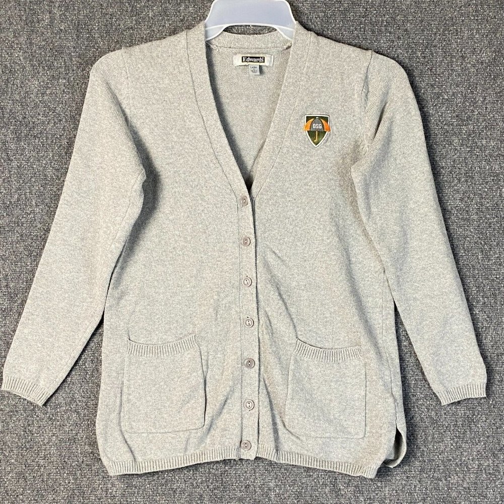 Edwards Cardigan Sweater Small DSG Embroidery Gray Women's Cotton Blend S